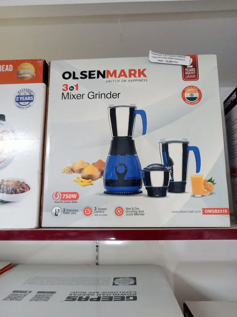 Olsenmark Mixeur broyeur 3 en 1 acier inoxydable